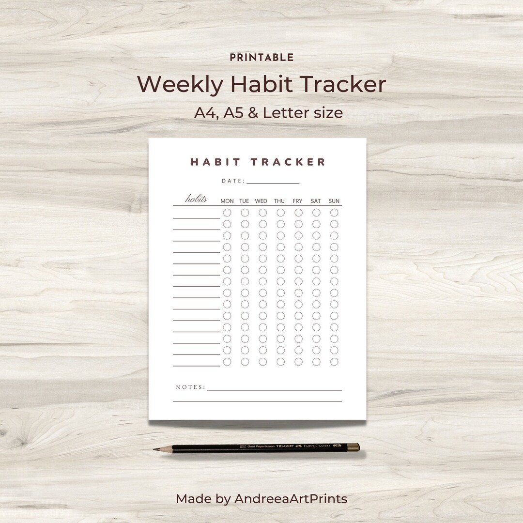 Weekly Habit Tracker Printable Portrait, Habit Tracker Template ...