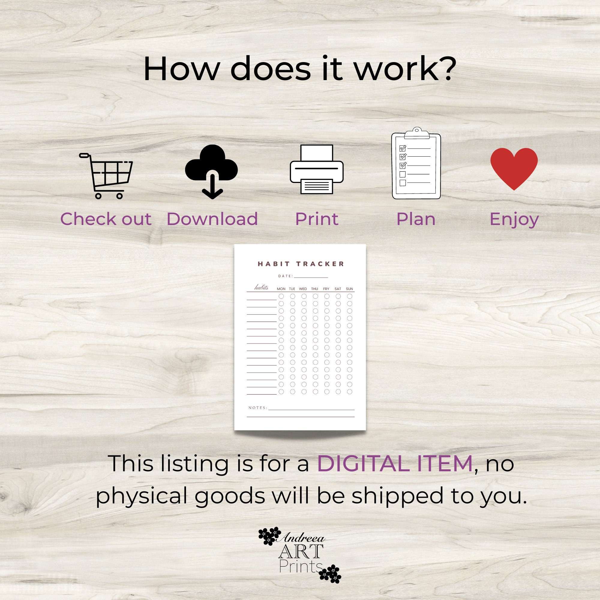 Weekly Habit Tracker Printable Portrait, Habit Tracker Template ...