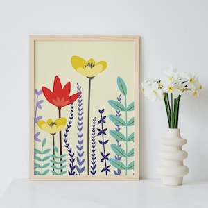Nordic Flowers Wall Art, Scandinavian Art, Scandimo, Folk Art
