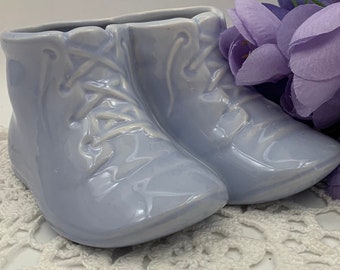 Vintage Blue Baby Shoes Planter, Carlos California Pottery 221, Nursery Decor or Newborn Baby Shower Gift, Succulent or Small Flowers