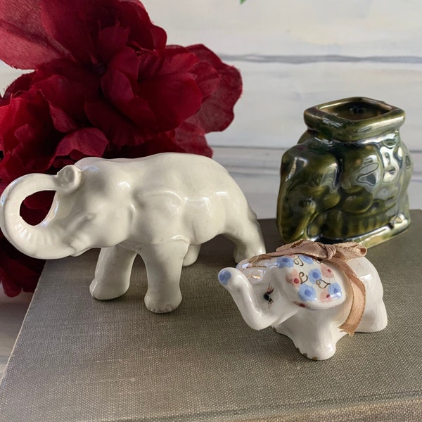 Vintage Lot of Porcelain Elephant Figurines or Bell, Mid Century Modern, Decorative Vintage Home Decor, Kitschy, You Choose!