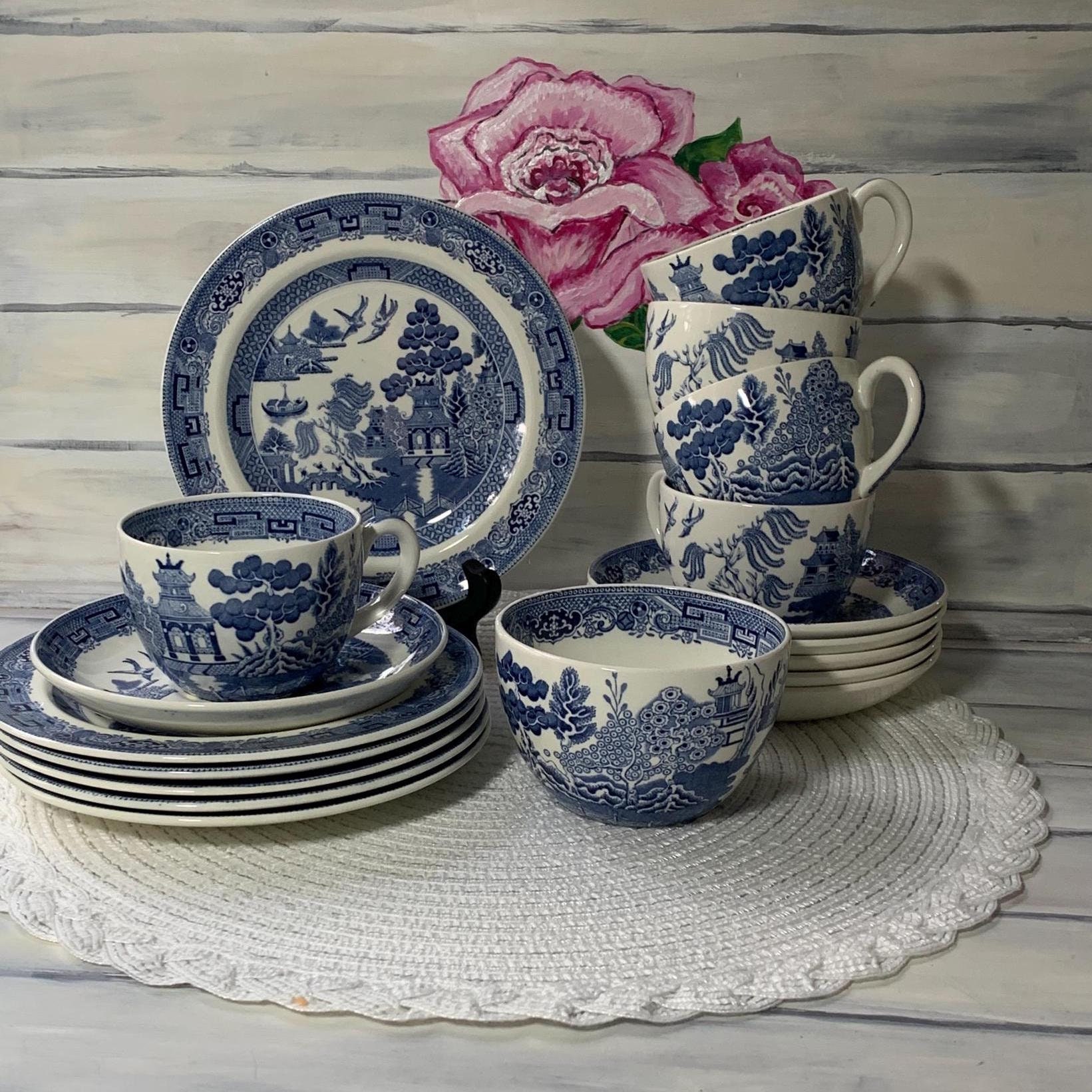 Blue Willow Pattern Plate Willow Dinner Set Big W NIB VTG