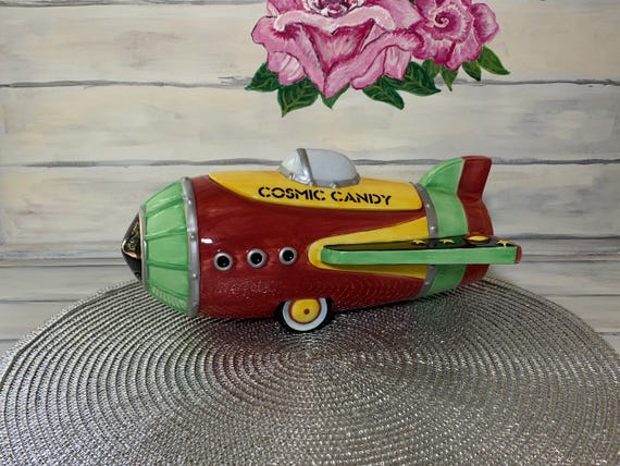 Vintage 1999 Vandor Cosmic Rocket Candy Jar or Small Cookie Jar, Toys in  the Cupboard Series, Retro Collectible, Aviator Gift for Him - Etsy