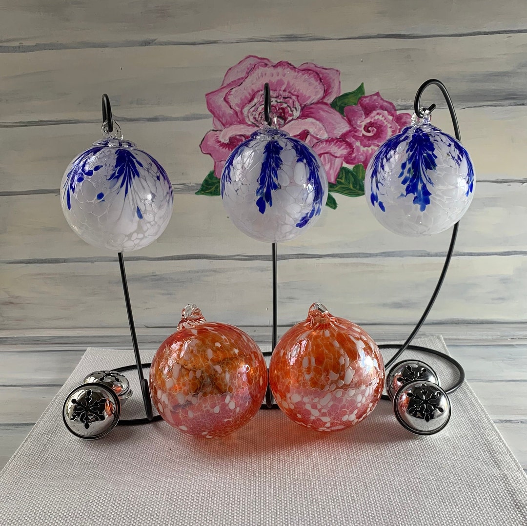 Lot of 5 Vintage Hand Blown Glass Christmas Ornaments, Christmas Tree