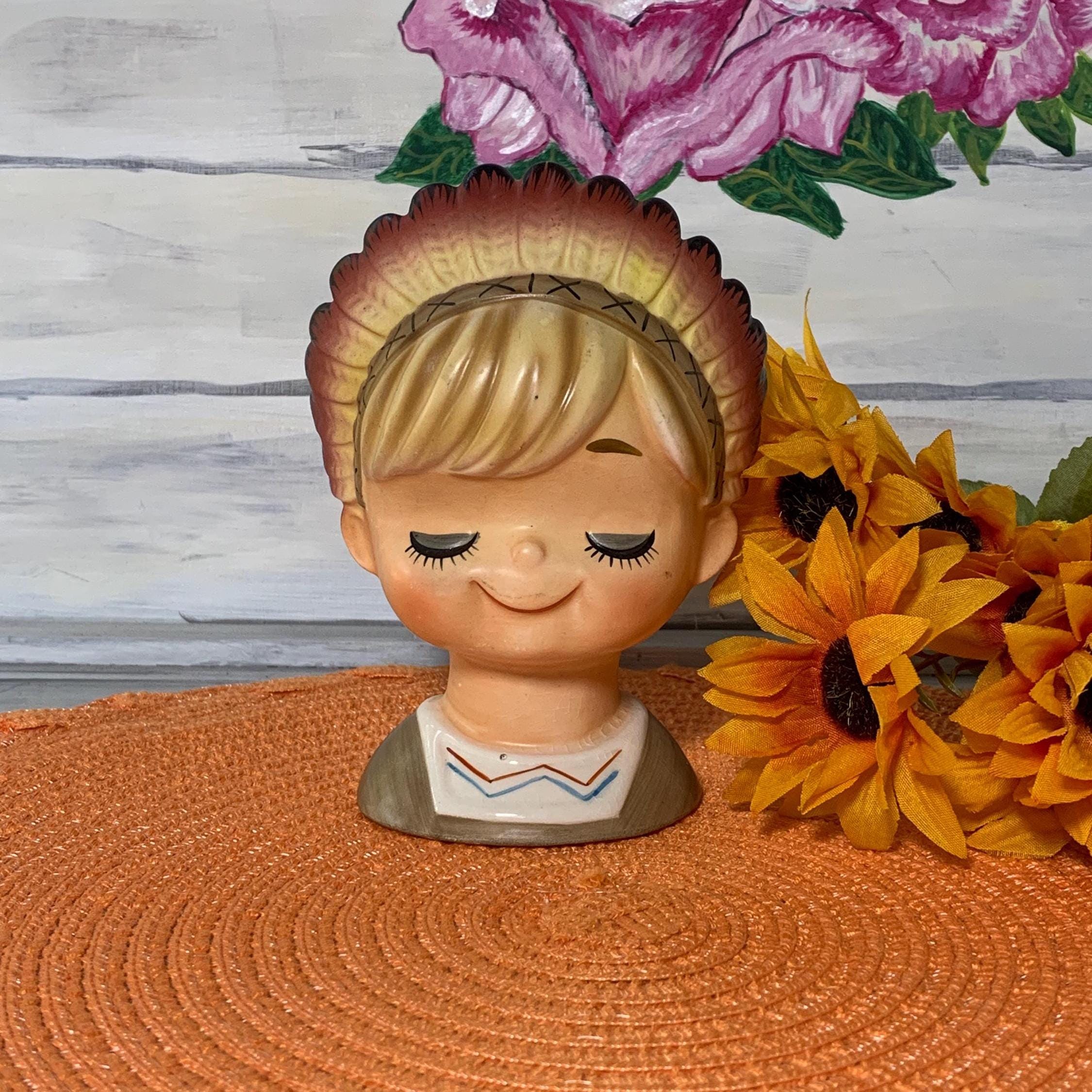 kinako   【希少】head vases ヘッドベース Japan Vintage Lady Head Vase - Etsy