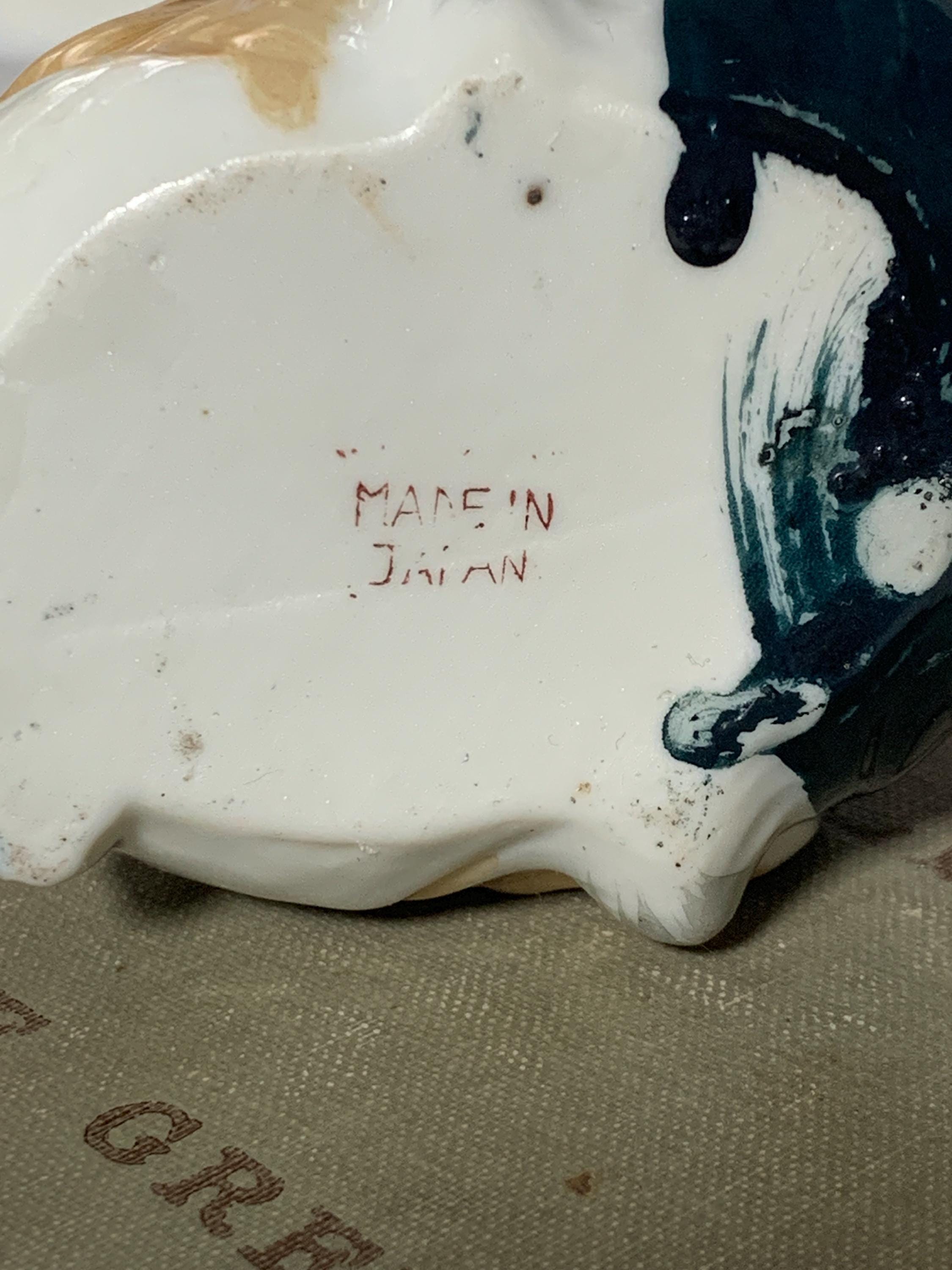 Vintage Smoking Man Ashtray, Figural Ceramic With Bee on His