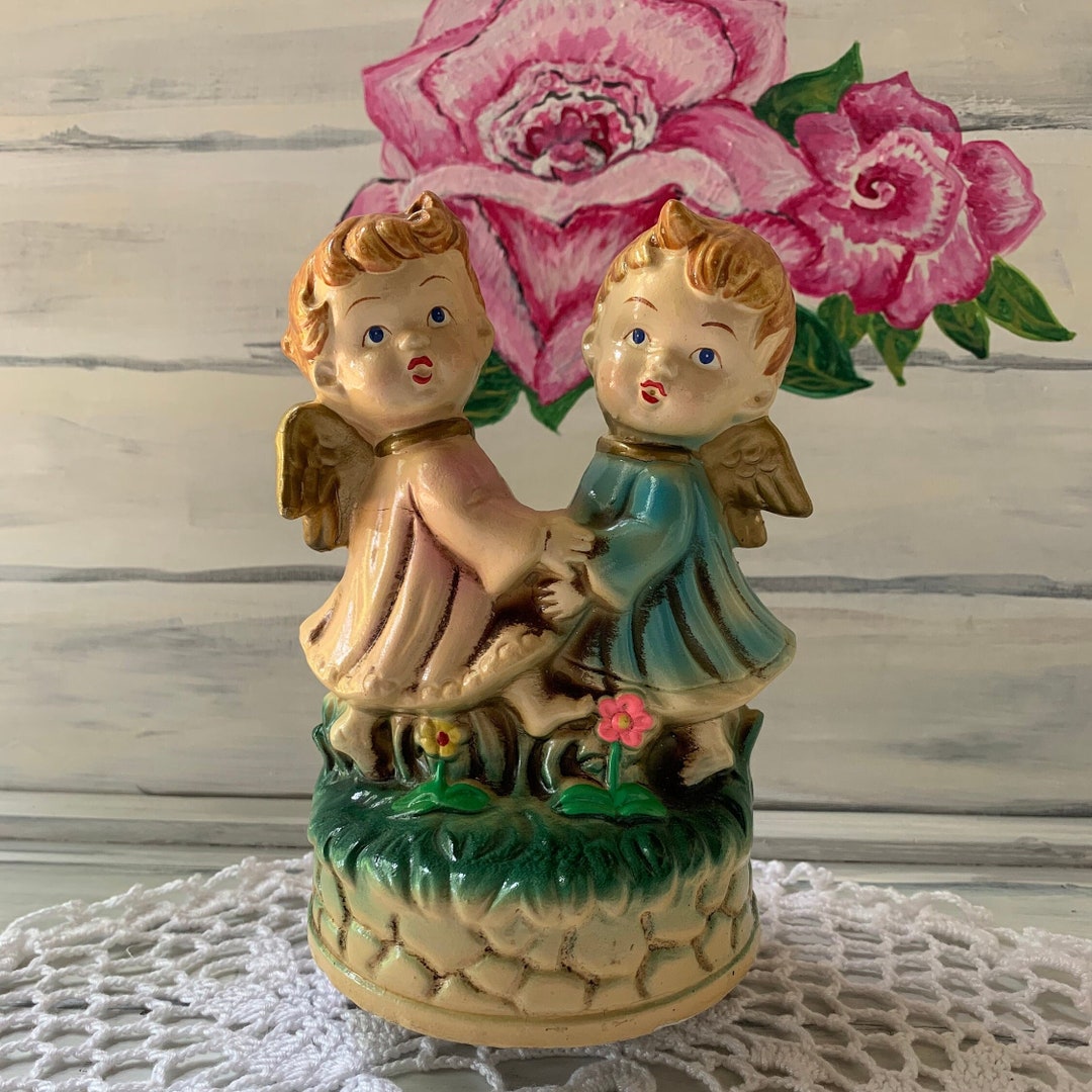 Vintage Dancing Angel Music Box, Kitschy Mid Century Modern Decor
