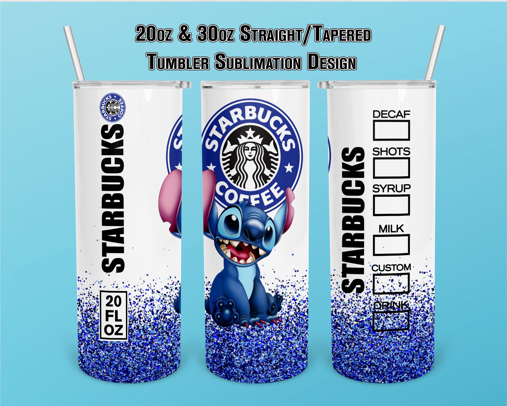 Stitch Starbucks 20oz Tumbler Png,20 oz Skinny Tumbler Wraps, Stitch T –  Tumblerluxury