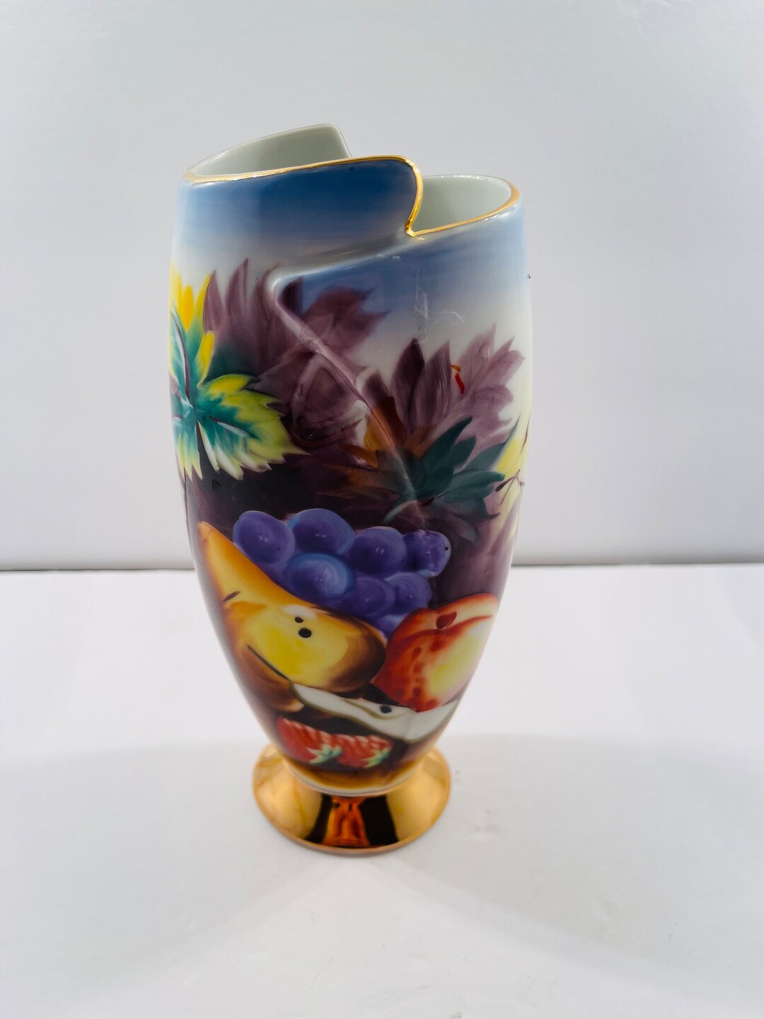 Vintage Ceramic Fruit Designed Ucagco Japan 8 Vase Etsy