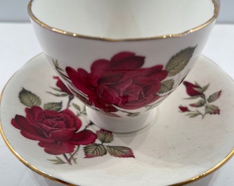 Vintage Royal Stuart Teacup and Saucer w/ Roses