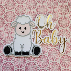 Oh Baby Sheep Customizable Cake Topper