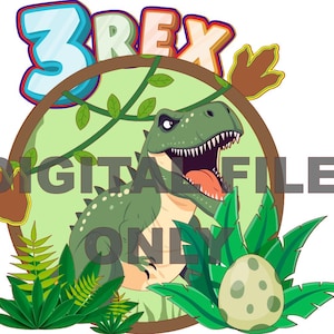 3-Rex Dinosaur 3D Cake Topper SVG + Bonus Alphabet | Silhouette & Cricut File | Digital Download