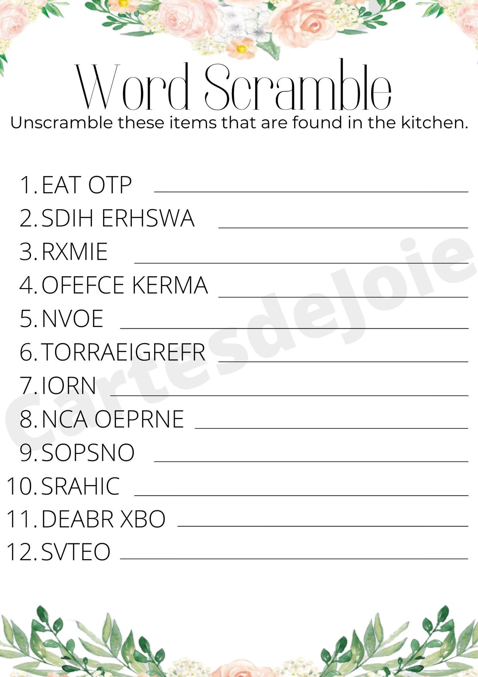 word scramble for presentation