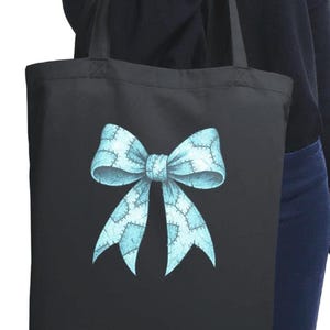 Bow Öko-Tasche mit grungy Patchwork-Bogendesign, Goth-Coquette-Vibe-Accessoires