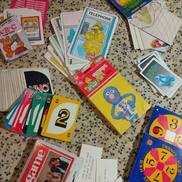Vintage card bundle / junk journal supply / game cards & flash cards