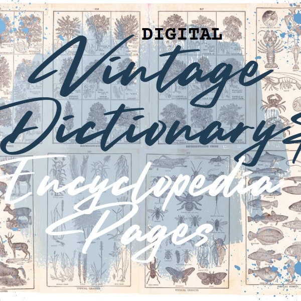 Printable vintage dictionary pages / retro ephemera / junk journal supply