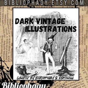 Mörka vintage Halloween-sommarillustrationer: Retro Ephemera (digitala utskrivbara)