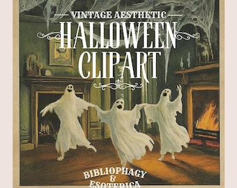 Retro Halloween Clip Art: 30 Spooky Vintage Graphics (Digital Download)