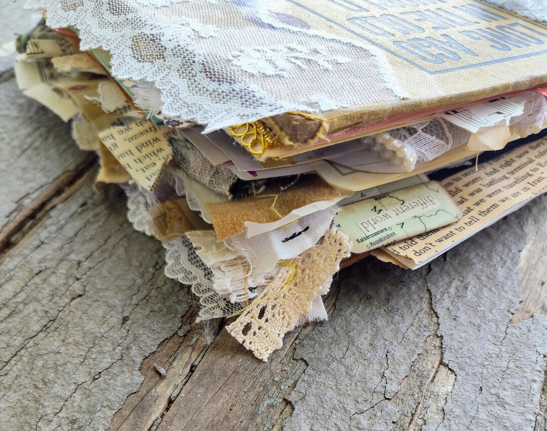 Vintage Junk Journal, Handmade Lace Altered Book - Etsy