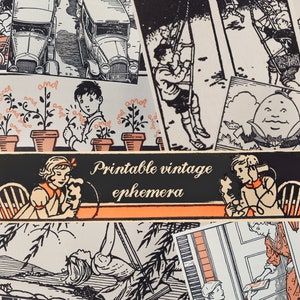 Ilustraciones de libros de texto para niños de 1937, más de 60 efímeras vintage imprimibles en formato SVG y JPG para diarios basura, manualidades, nostalgia y ambientes retro