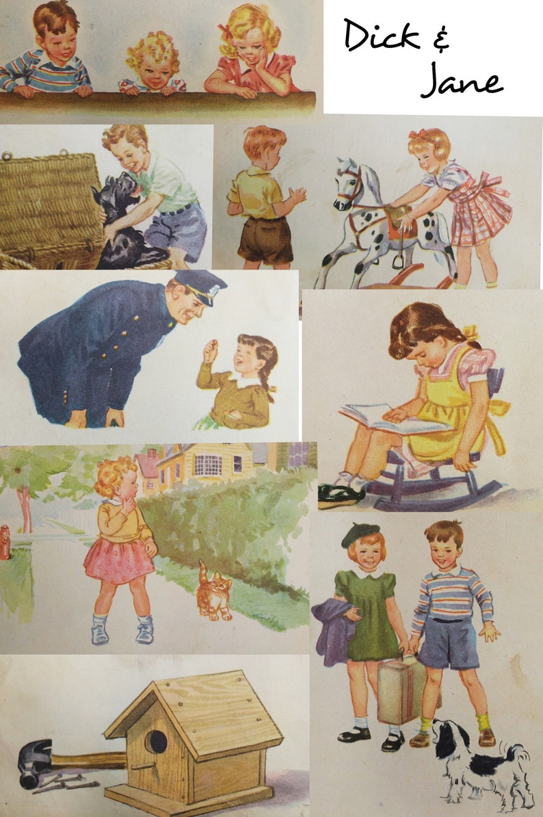 151 Dick &amp; Jane Printables / Retro Ephemera / Children's Reader ...