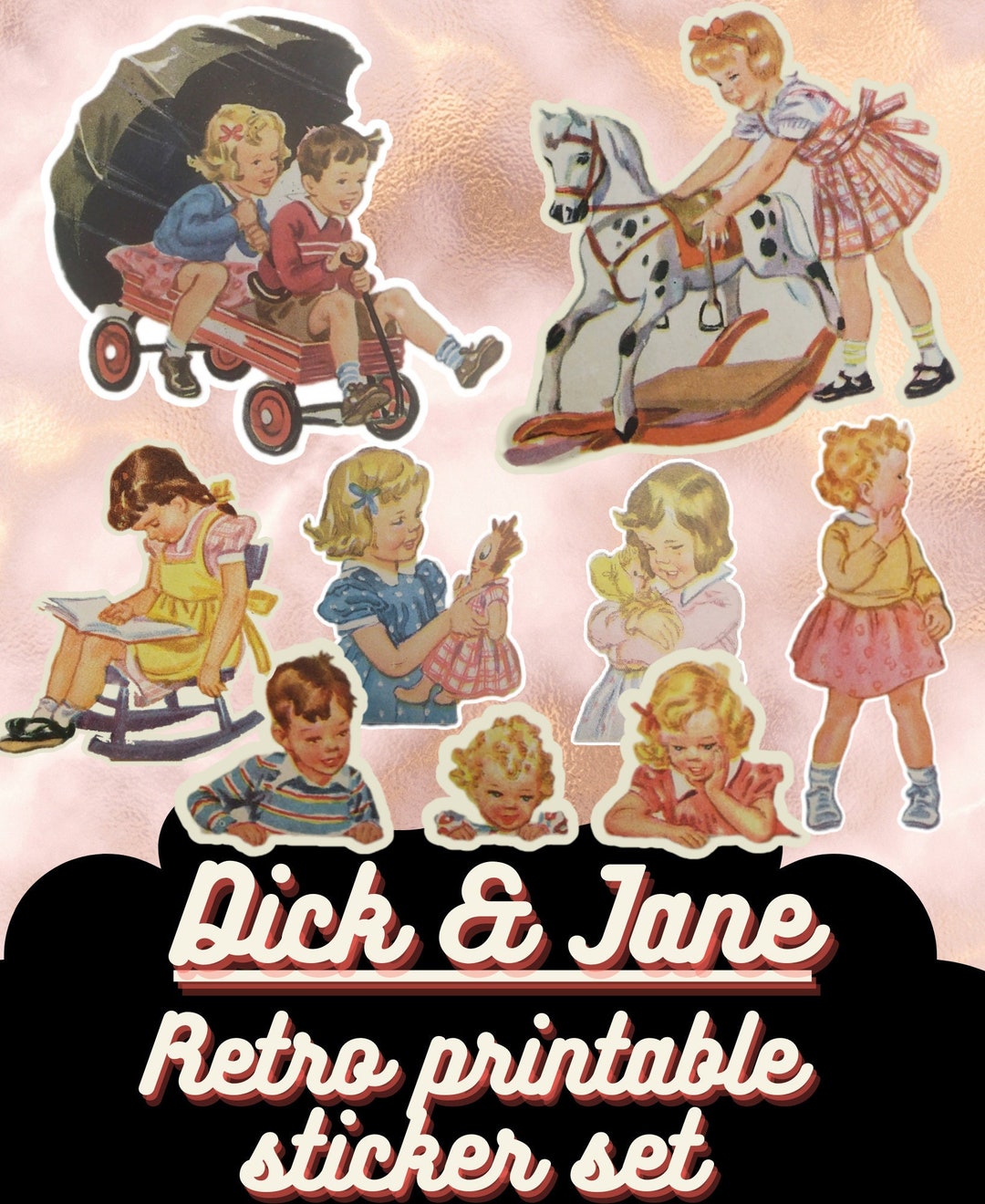 Dick &amp; Jane Printable Sticker Set for Junk Journals, Scrapbooks ...