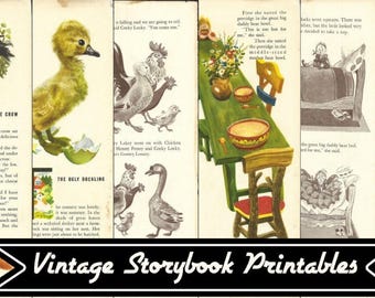 Vintage Storybook Ephemera Digital Download, 1930s Book Illustrations