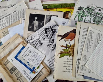 Vintage Papier Bundle - Kleines kuratiertes Ephemera Lot für Junk Journals