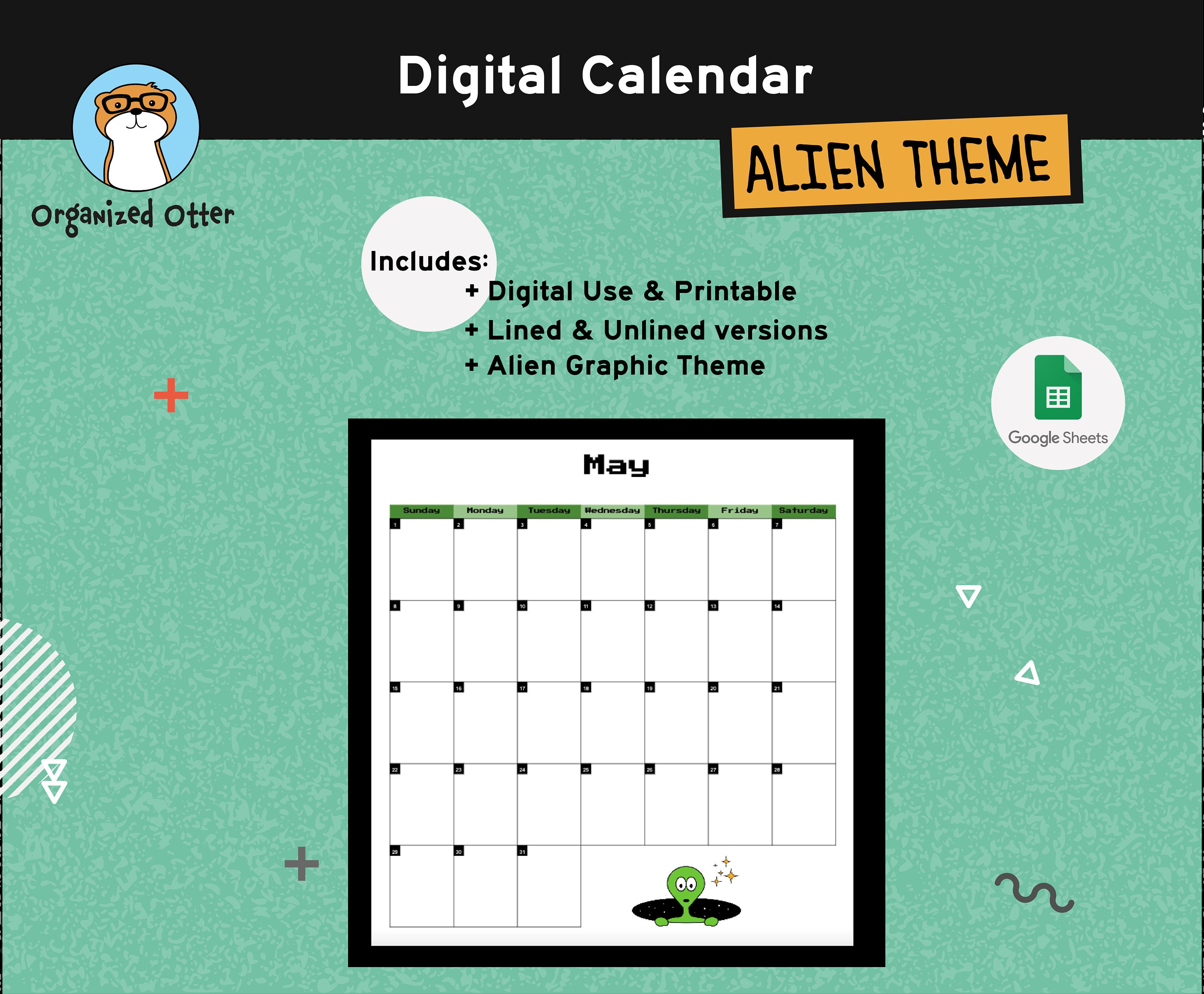 Alien Design 2022 Digital & Printable Calendar Template Etsy UK