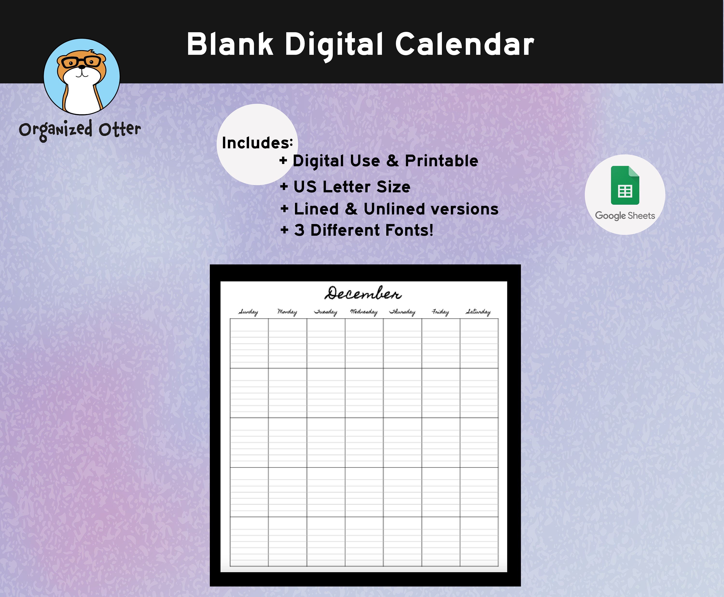 blank digital printable calendar template etsy