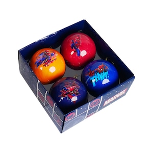 Palle di Natale Spiderman blu, rosse, gialle - appendino in plastica 7,5 cm