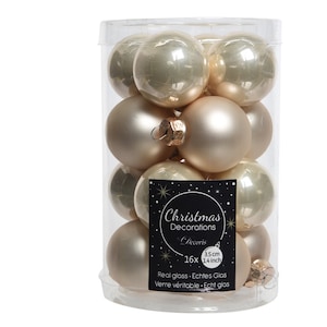 Mini palline per l&#39;albero di Natale perla / champagne Ø 3,5 mm set da 16 pezzi in vetro lucido e opaco - elegante decorazione natalizia