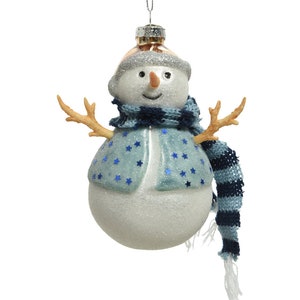 Christmas ball &#39;Snowman with bowl&#39; - Christmas tree decoration, L. 9.0 cm W. 7.5 cm H. 11.5 cm, glass