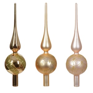 Christmas tree topper gold pearl beautifully decorated, W. 8.0 cm H. 31.0 cm, glass