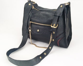 Schoudertas, Crossbody tas, Zwarte tas, Handgemaakte tas, Decelyne Black