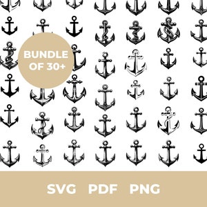 Anker SVG Bundle: 30+ Maritime Designs (PNG, PDF)