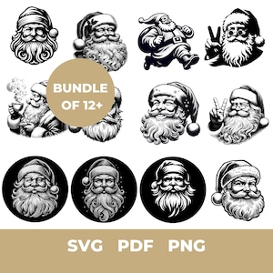 Weihnachtsmann Gesicht SVG | Retro Weihnachten Weihnachtsmann SVG | Lustige Weihnachtsmann SVG | Weihnachts-Set ab 12 Stück