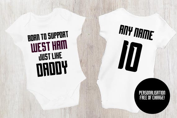 Born to Support West ham Just Like Daddy, Grandad, Mummy, Nanna Football  Baby Vest, West ham Bodysuit Baby Gift