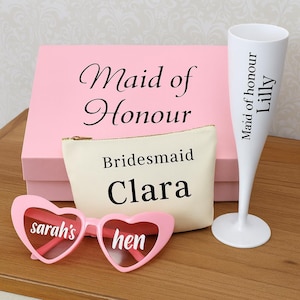 Personalised Bridesmaid & Maid of Honour Gift Set | Bridal Party Proposal Box | Hen Party Keepsake Hamper