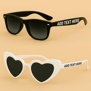 Óculos de sol personalizados para casamento – Óculos personalizados para noivos, pretos e brancos – Personalizáveis – Lembrancinhas para festa de casamento – Traje para despedida de solteiro