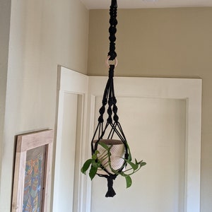 Long, multi-level macrame plant holder