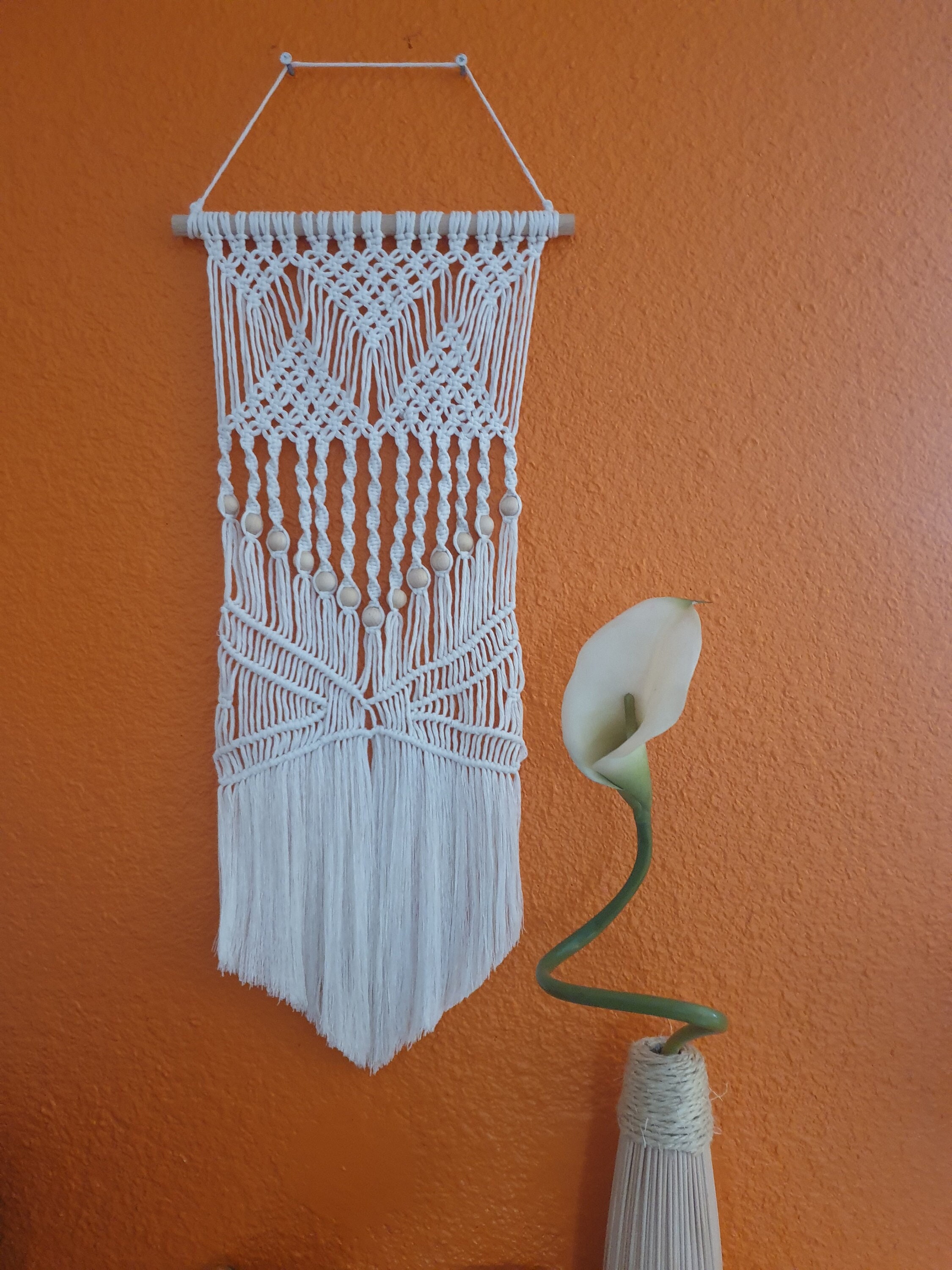Macramé en Coton et Perles de Bois