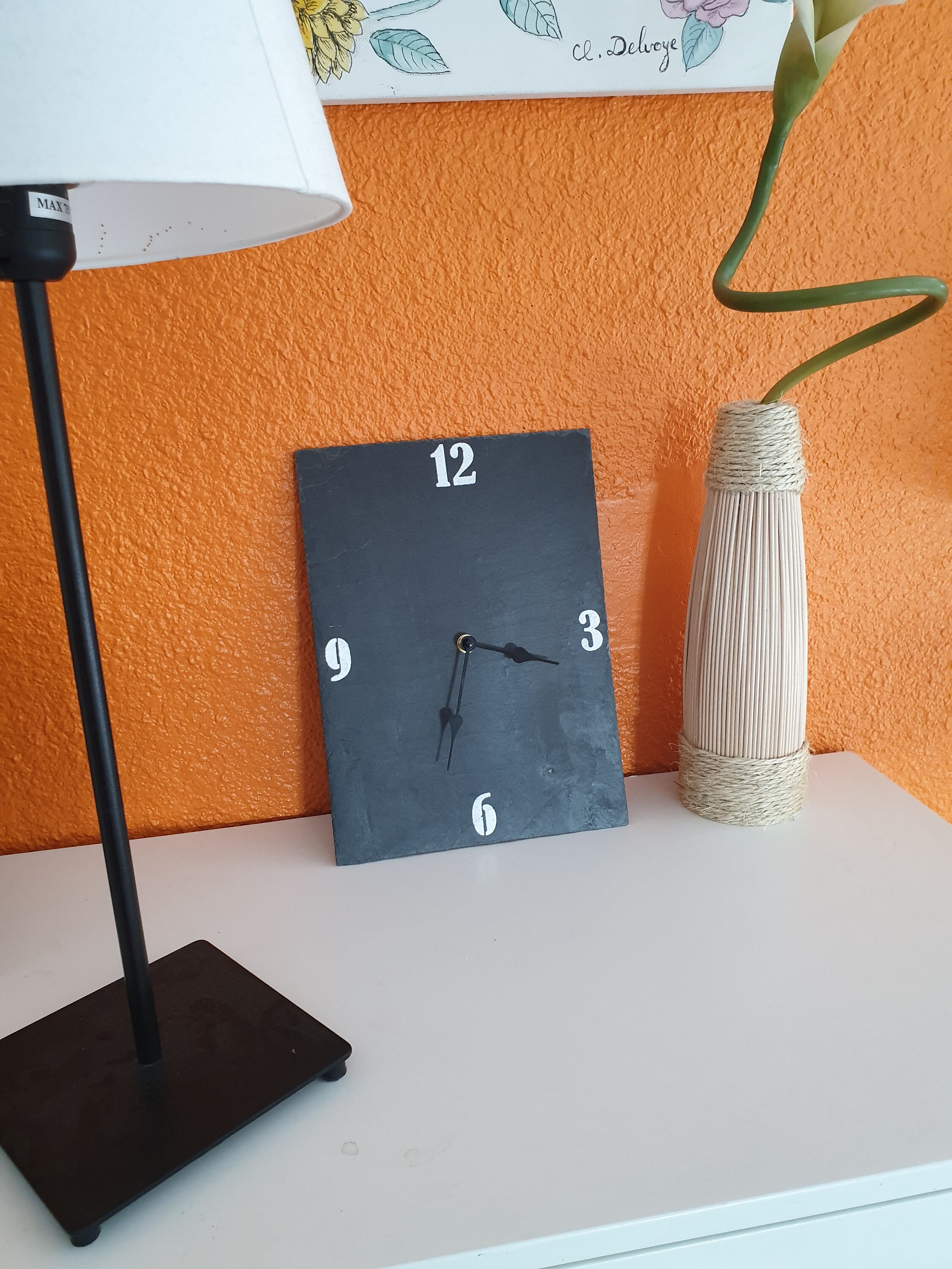 Horloge Décorative en Ardoise, Horloge Moderne, Décoration Murale