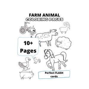 ZERO RESÍDUOS Animais de Fazenda Impressão Grande Crianças Páginas para Colorir Fácil Impressão Grande Cartões Flash Palavras Aprendizagem Educacional PDF Impressão Digital Baixar