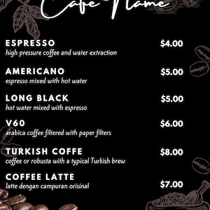 Coffee Shop Menu 10 Designs ZERO WASTE PDF Digital Download ...