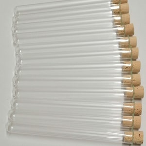 12 test tubes 160 x 16 mm with crimped rim and corks for flowers/spices/wedding