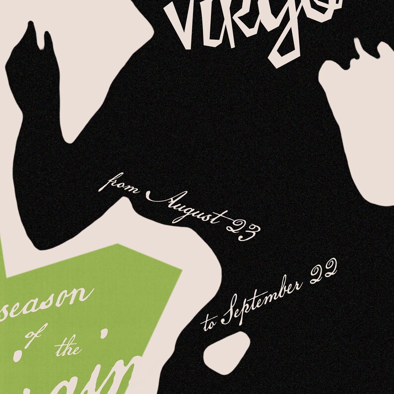2 Virgo Retro MCM Digital Posters Set, Download Trendy Groovy Zodiac ...