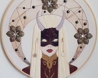 Handmade embroidery -The masked lady- / Handmade Embroidery -The masked lady-