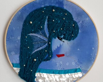 Handmade embroidery -Pearled Mermaid- / Handmade Embroidery - Pearled Mermaid-