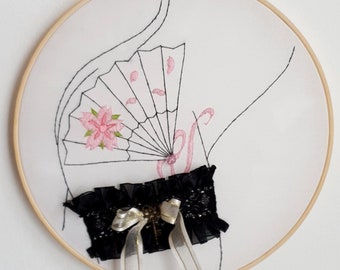 Handmade Embroidery -Fan Garter- / Handmade Embroidery - Fan Garter-